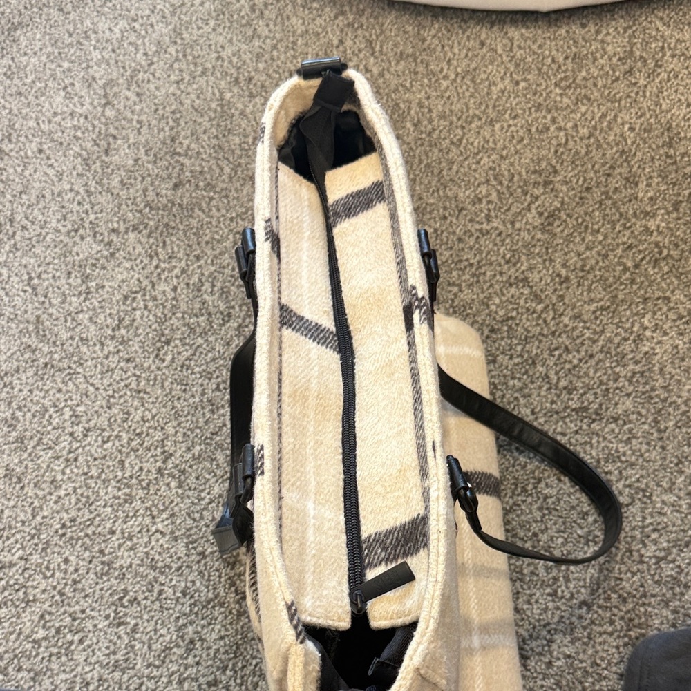 BEIS Beige Plaid Tote with Black Handles - Picture 15 of 16